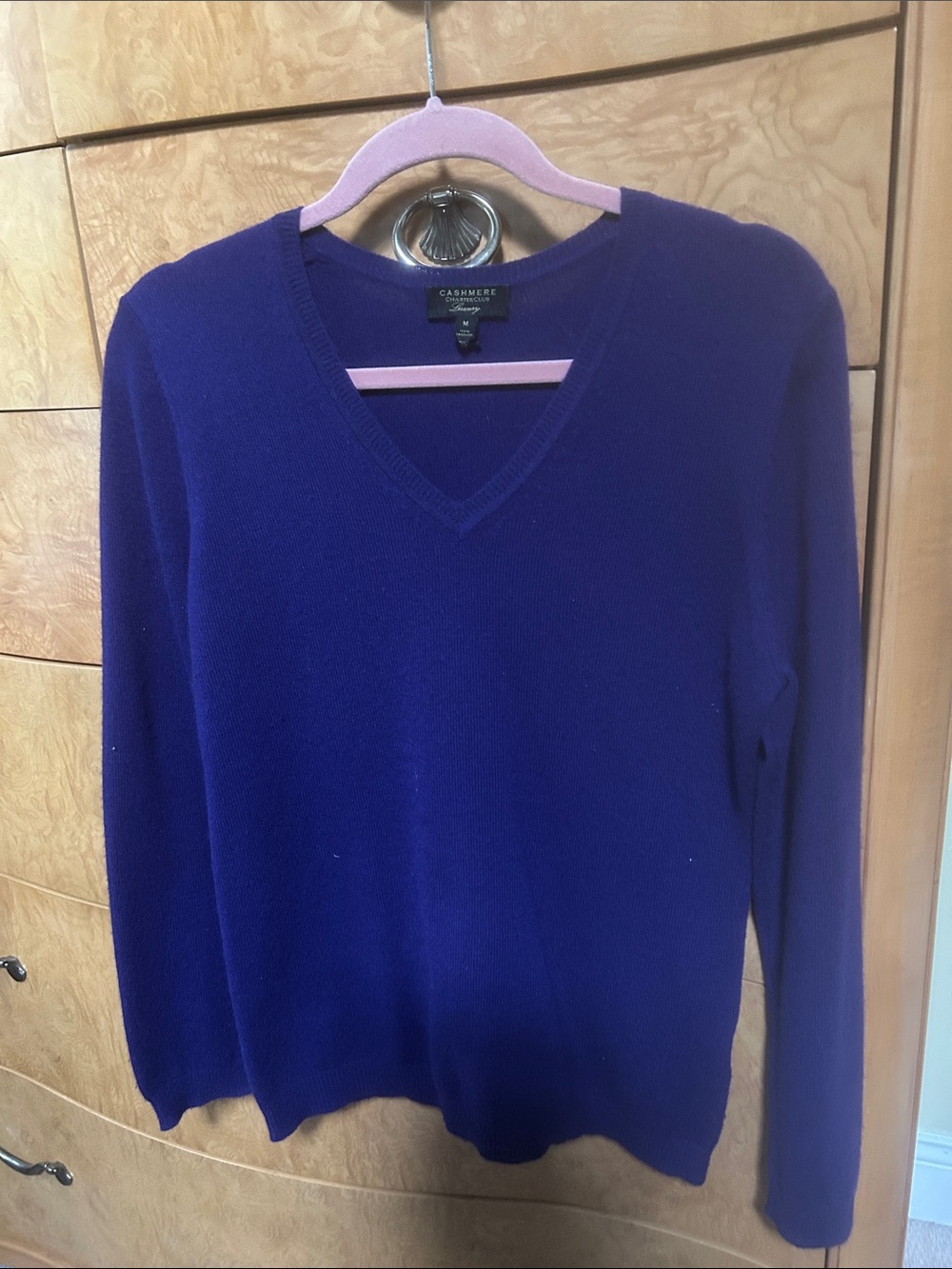 Charter Club Purple V-Neck Cashmere Sweater